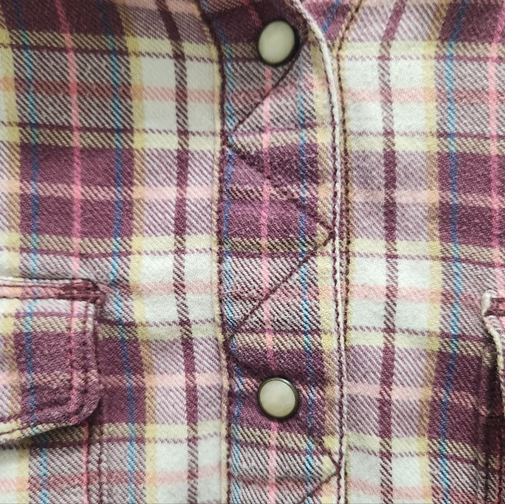 The North Face Burgundy Plaid Flannel Pearl Snap Casual Shirt Men's M